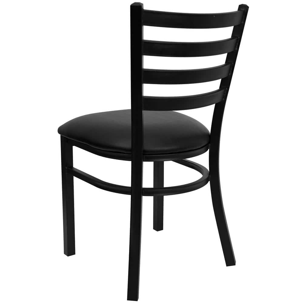 Elegant Ladderback 32'' Dining Chair with Black Vinyl Seat