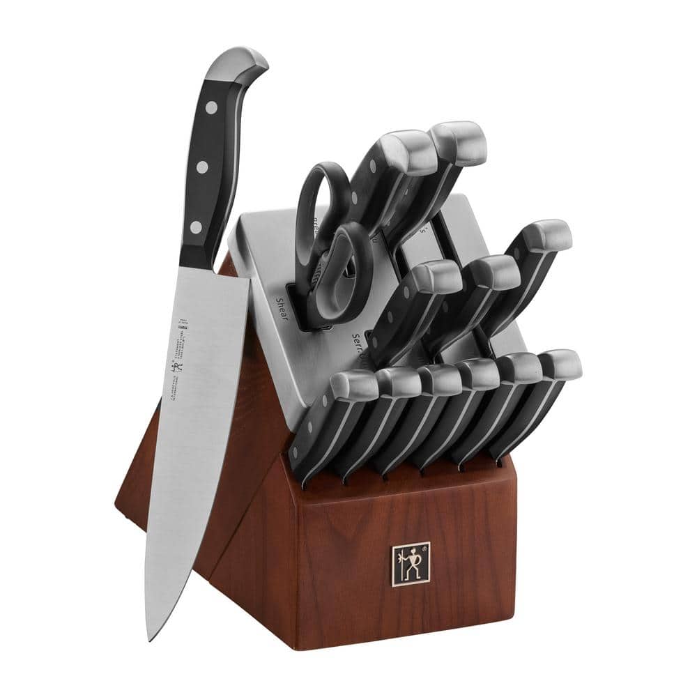  Henckels Couteau 14-pc Professional Grade German Stainless  Steel Knife Set with Self-Sharpening Wooden Storage Block - Satin-Finished  Kitchen Knives for Precision Cutting and Ergonomic Comfort: Home & Kitchen