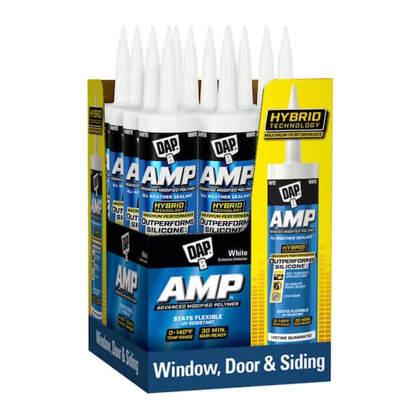 DAP AMP Advanced Modified 9 oz. White Polymer All Weather Window, Door and Siding Sealant (12-Pack)