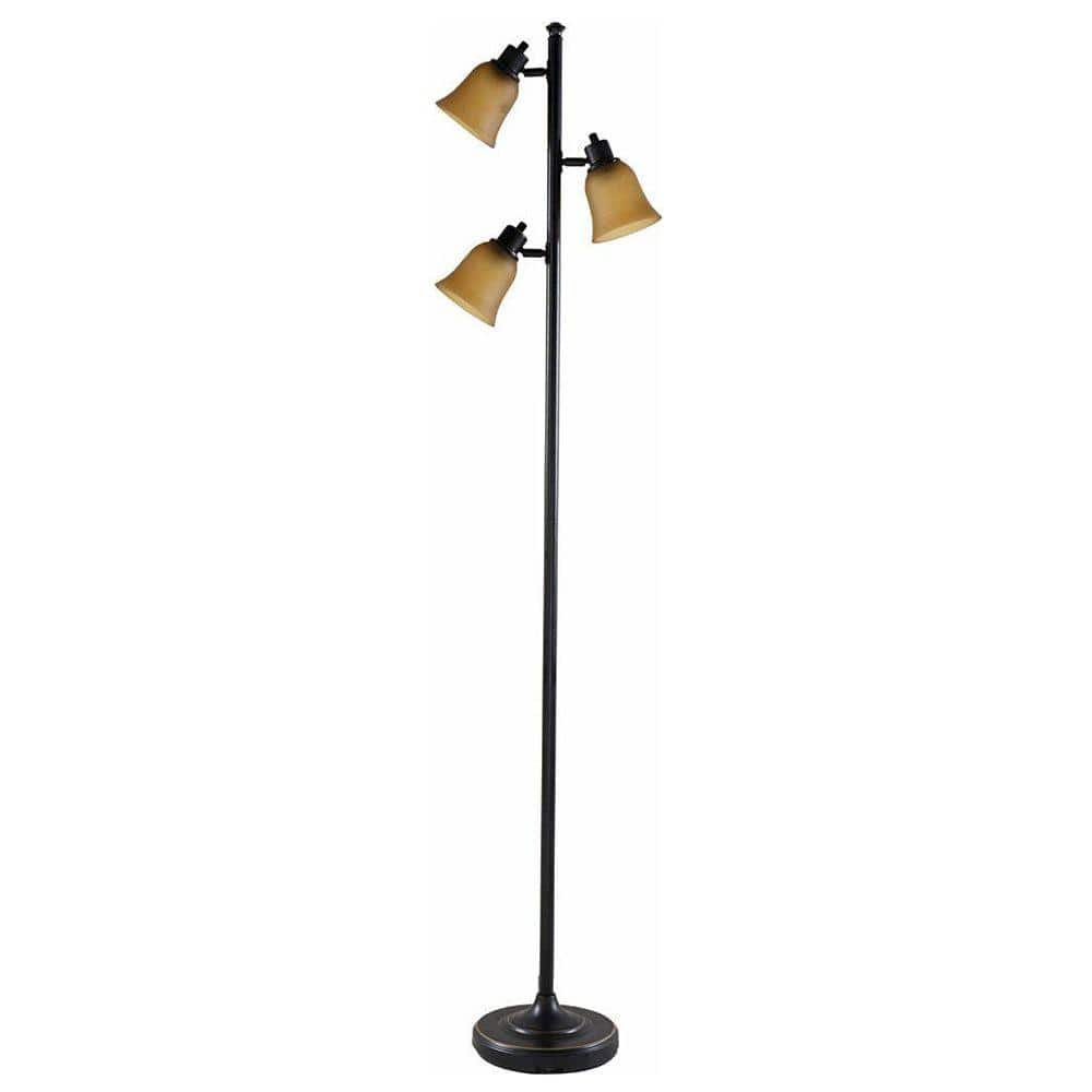 Hampton Bay Frazier 59 in. Brass and Glass Floor Lamp AF47013 - The Home  Depot