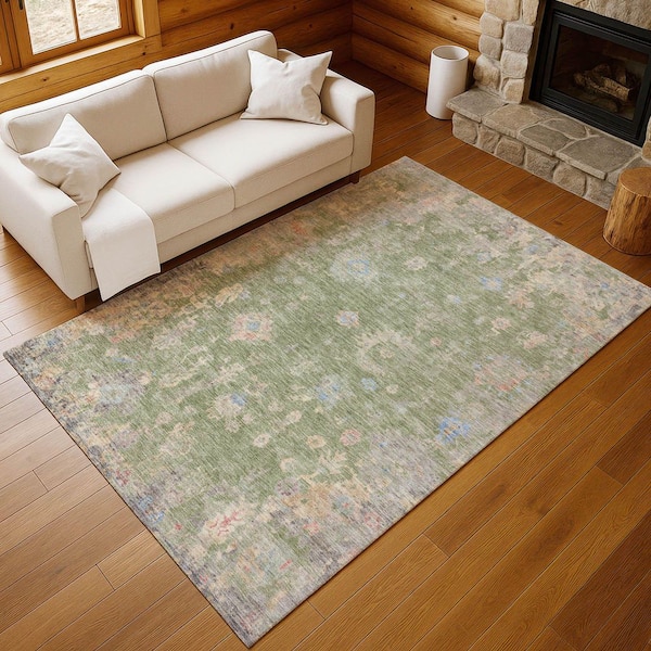 Chantille Machine Washable Indoor/Outdoor Abstract ACN2302 Aloe 10 ft. x 14 ft. Area Rug