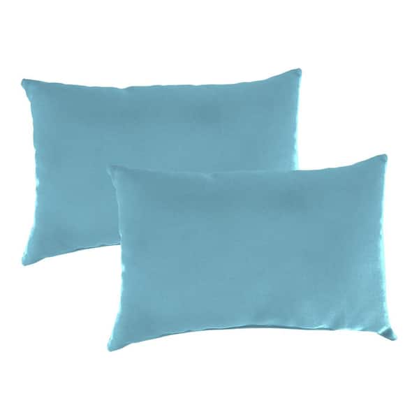 Jordan Manufacturing 16 in. L x 12 in. W x 6 in. T Rectangular Outdoor Lumbar Throw Pillow in Canvas Light Aqua (2-Pack)