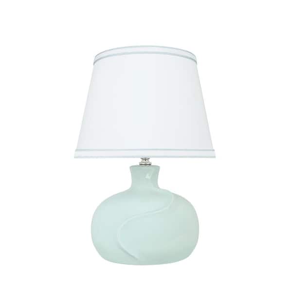 Aspen Creative Corporation 14-1/2 in. Light Blue Ceramic Table Lamp with Hardback Empire Shaped Lamp Shade in White