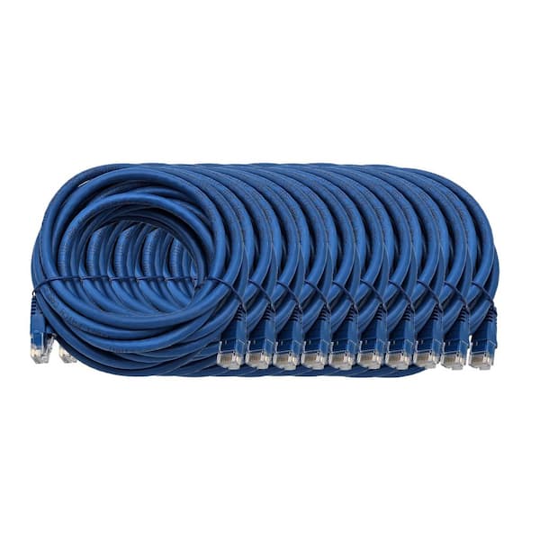 14 ft. CAT6 Ethernet Patch Cable Snagless/Molded Boot Unshielded Twisted Pair, Blue (10 per Pack)
