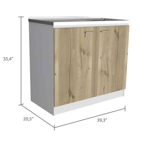Adrinfly Freestanding Utility Laundry Sink & Cabinet in Beige