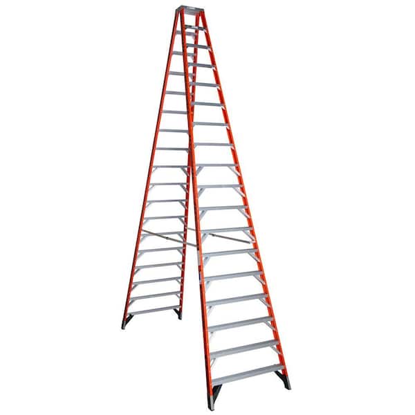 Werner 18 ft. Fiberglass Twin Step Ladder with 300 lb. Load Capacity Type IA Duty Rating