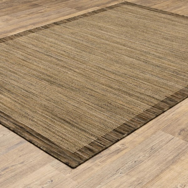 Wells 2 ft. x 10 ft. Brown/Tan Border Area Rug