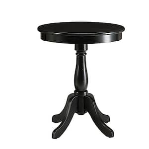 18 in. Black Round Wood end table with Turned Legs