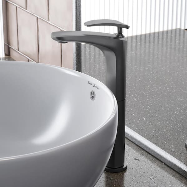Swiss Madison Sublime Single-Handle High-Arc Single-Hole Bathroom Faucet in Gunmetal Grey