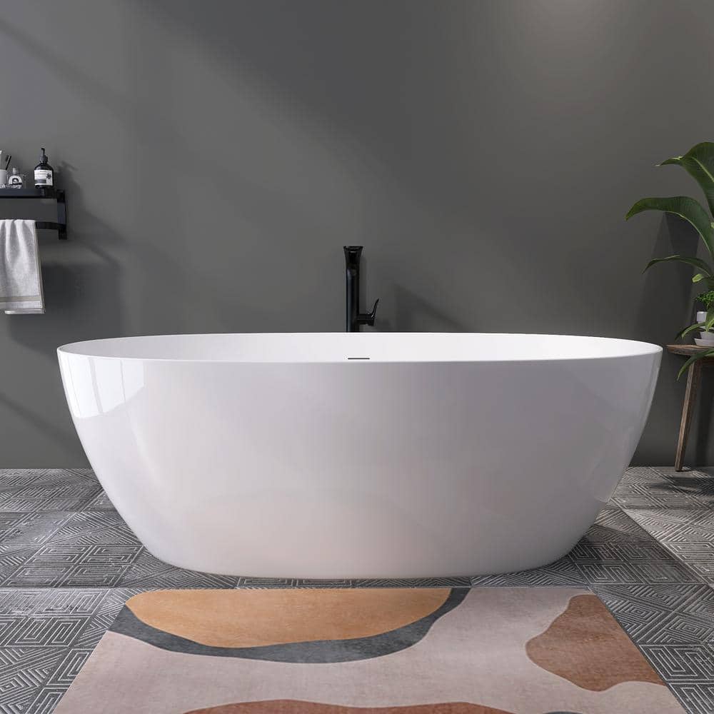 67 in. x 32.3 in. Soaking Bathtub with Integrated Slotted Overflow and Chrome Pop-up Drain Anti-clogging Gloss White price history on PriceWatchPro