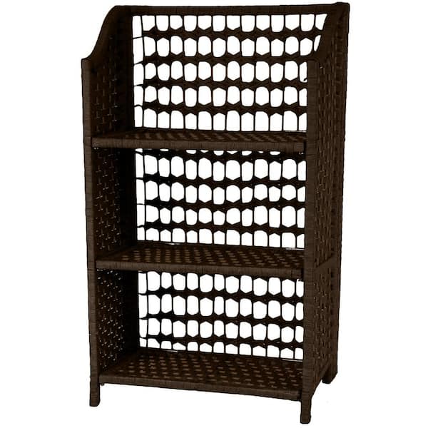 Oriental Furniture 3-Shelf Mocha Natural Fiber Shelving Trunk