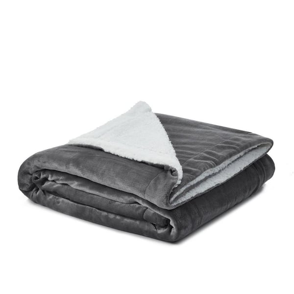 HomeRoots Charlie Dark Slate Gray Solid Color Polyester Throw Blanket
