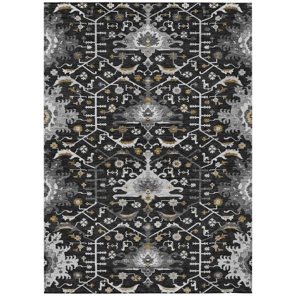 Chantille Machine Washable Indoor/Outdoor Abstract ACN2859 Black 10 ft. x 14 ft. Area Rug