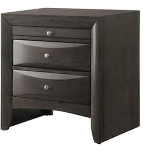 17 in. Brown 2-Drawer Wooden Nightstand