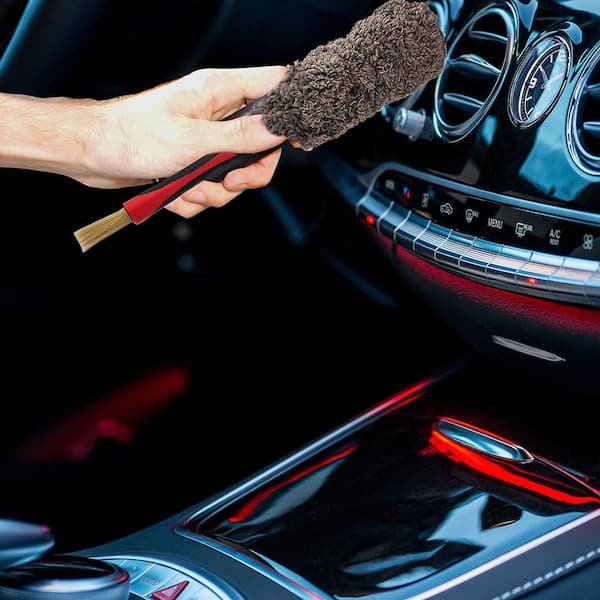 Car Wheel Brush Tire Cleaner with Red Bristle Black Handle Washing Tools 1  Pc