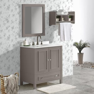 Williamsburg 30 in. Bathroom Vanity 30 in. W x 21.25 in. D x 34 in. H Freestanding Cabinet Sink -Small Wood Vanity, Gray