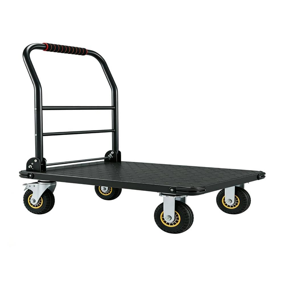 Heavy-Duty Steel Flatbed Platform Truck Cart with Folding Handle, Swivel Casters for Warehouse, Garage, Moving price history on PriceWatchPro