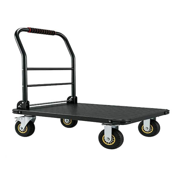 Heavy‑Duty Steel Platform Truck Cart,36×24 in Flatbed Dolly,1800‑2000 lb,Collapsible Handle,Brake Casters