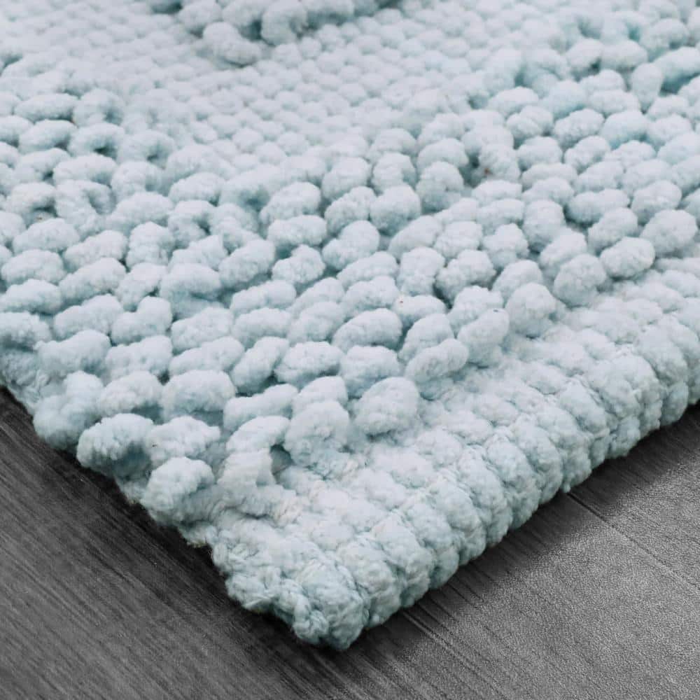 Pale Blue Cotton Chenille Non-Slip Bath Mat 27" x 45"