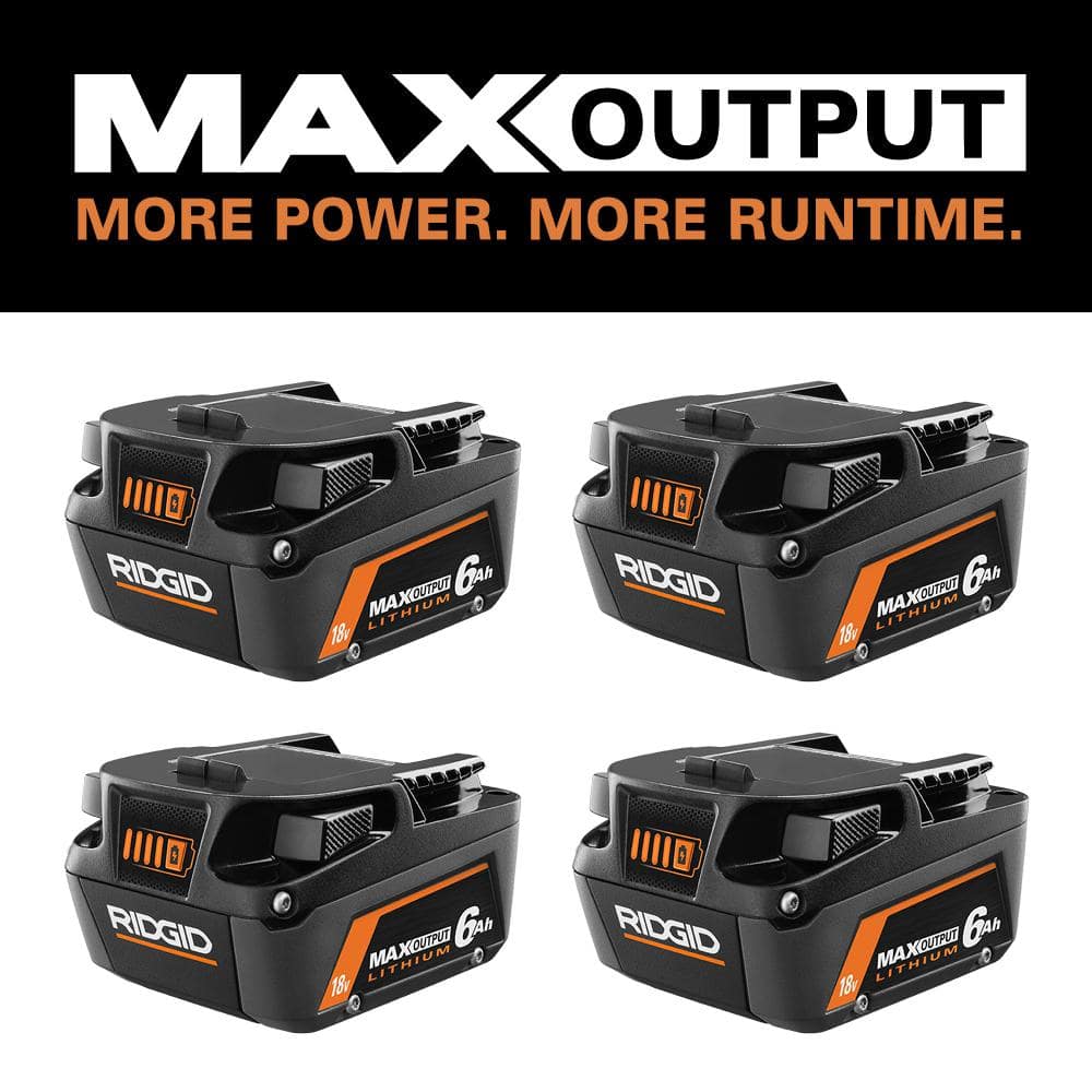 18V 6.0 Ah MAX Output Lithium-Ion Batteries (4-Pack) -  RIDGID, AC840060PNx2