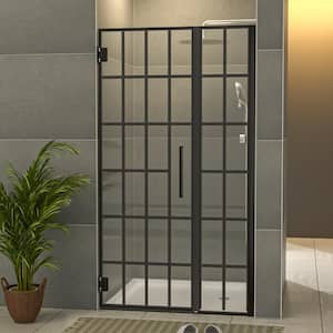 40 in. W x 72 in. H Semi-Frameless Pivot Shower Door in Matte Black with Satin Tempered Glass