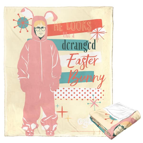 THE NORTHWEST GROUP Christmas Story Silk Touch Multi-Colored Throw Blanket Derranged Easter Bunny