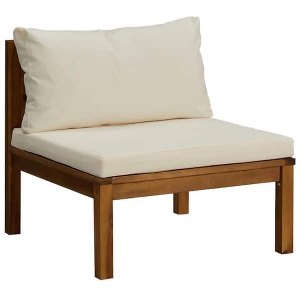White Wood Outdoor Sectional Set with White Cushion