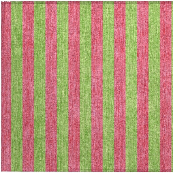 Green and Red 2 ft. x 3 ft. Woven Striped Polyester Rectangle Indoor/Outdoor Area Rug