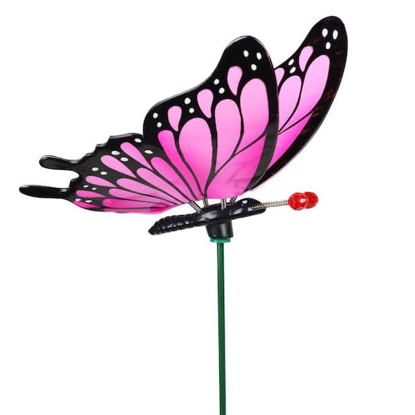 WindyWing Butterfly Ombre 2.4 ft. Pink Plastic Garden Stake