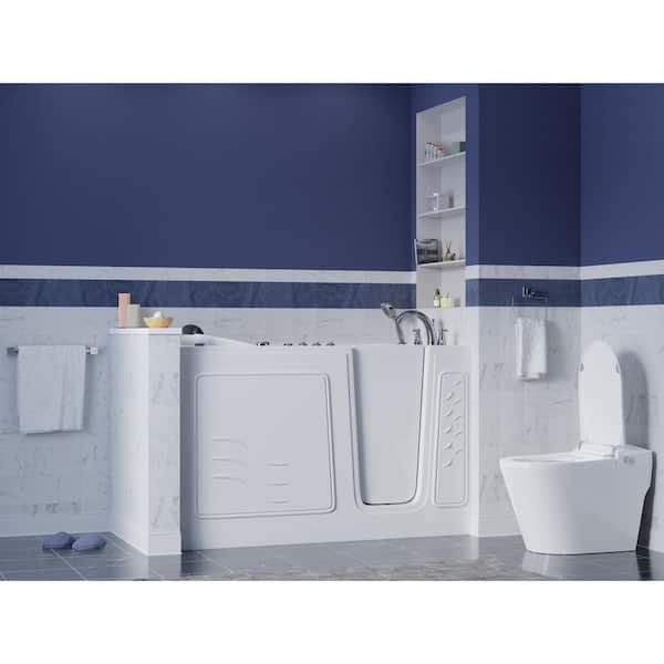 Universal Collection 30 in. L x 59 in. W Right Side Drain Combination Jetted Bathtub in White with Powered Fast Drain