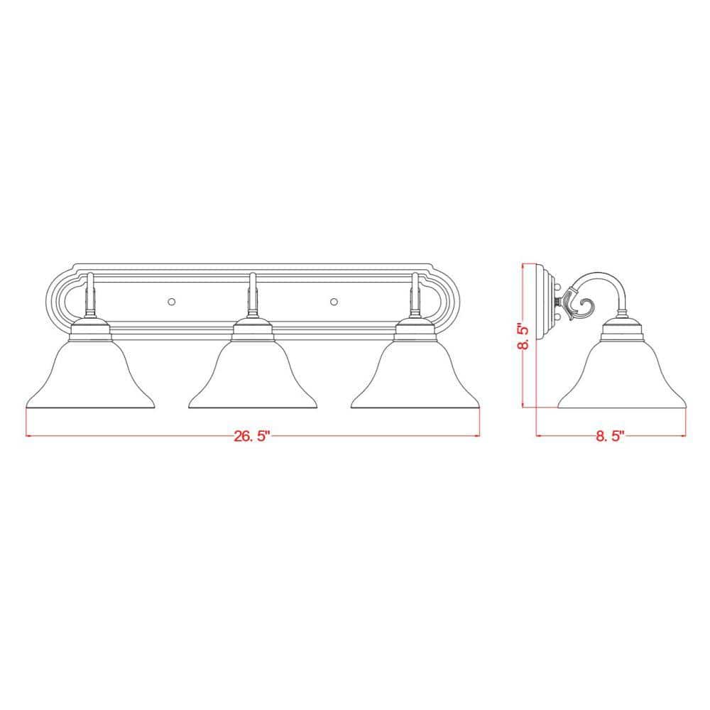 Millbridge Oil-Rubbed Bronze 3-Light Vanity with Alabaster Glass