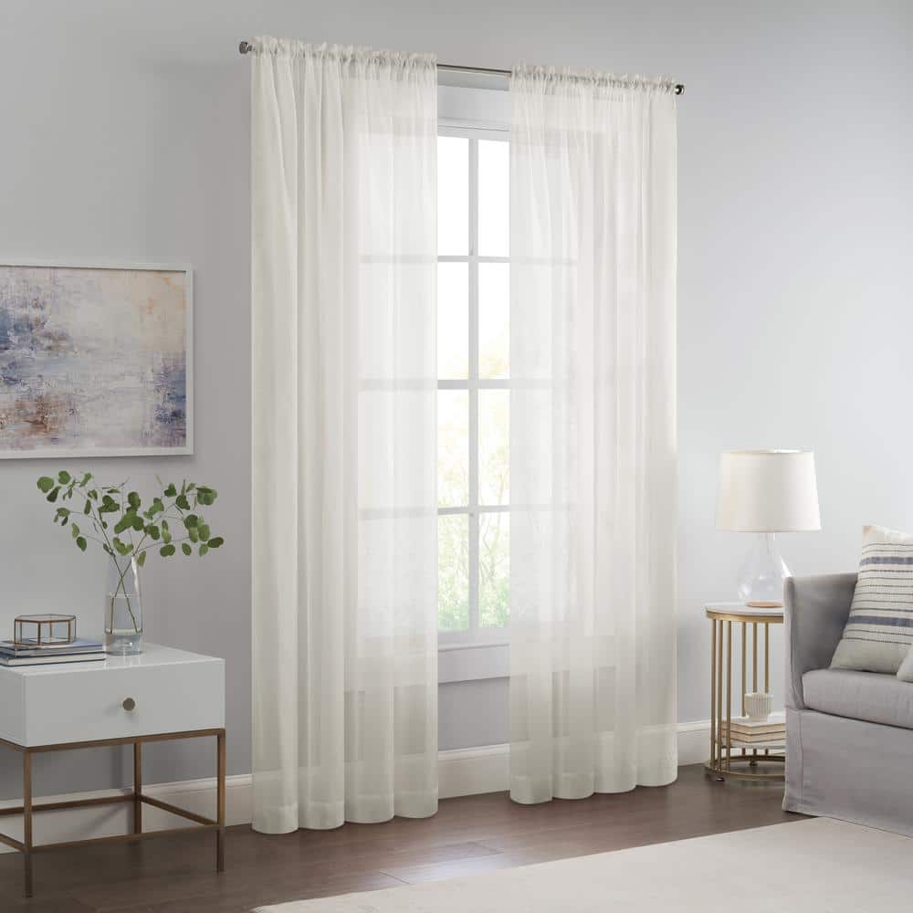 Ivory Sheer Grommet Blackout Polyester Window Panel