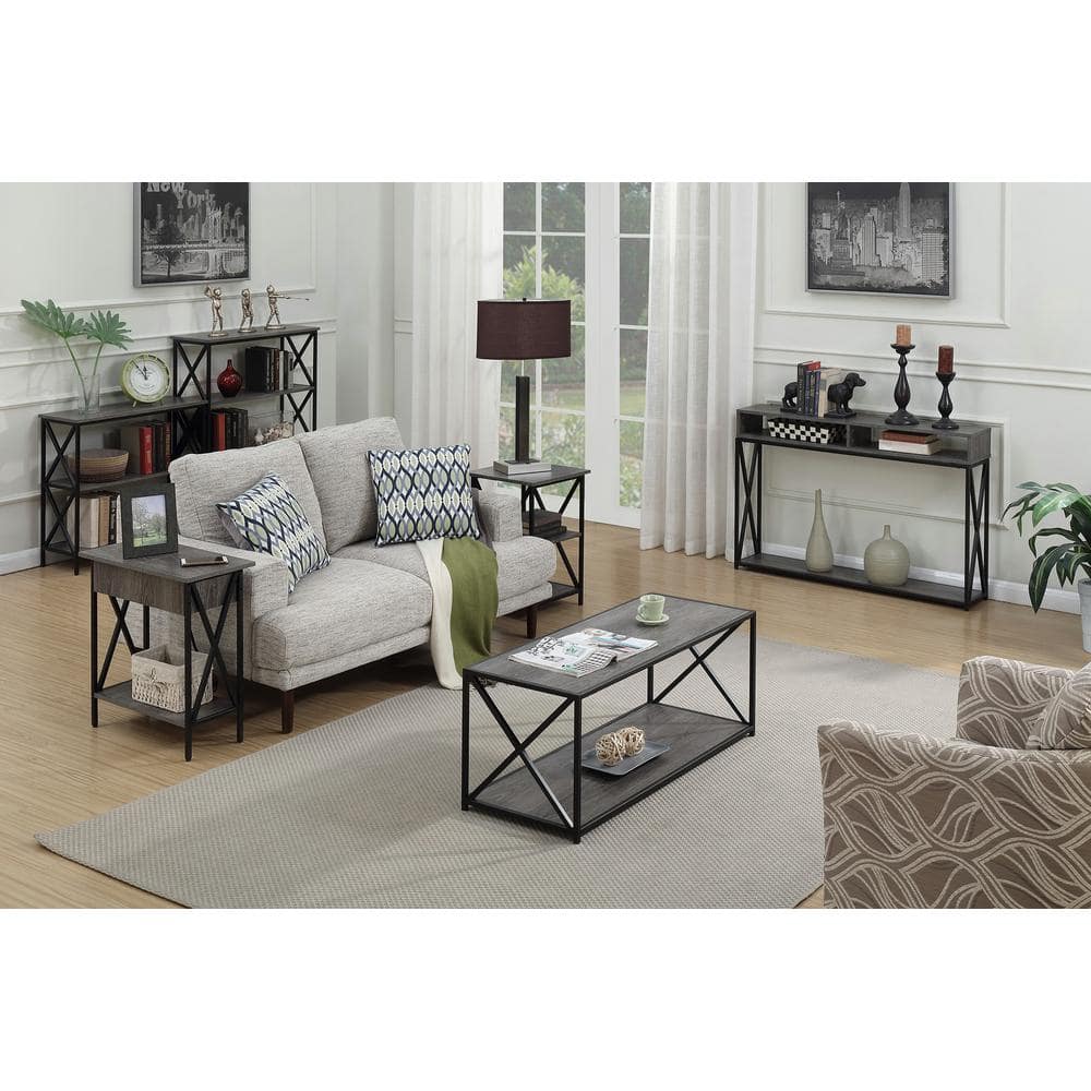Tucson Weathered Gray Rectangular Wooden Coffee Table with Shelf