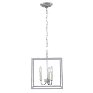 Timeless Home Ethan 12 in. W x 13.75 in. H 3-Light Vintage Silver Pendant