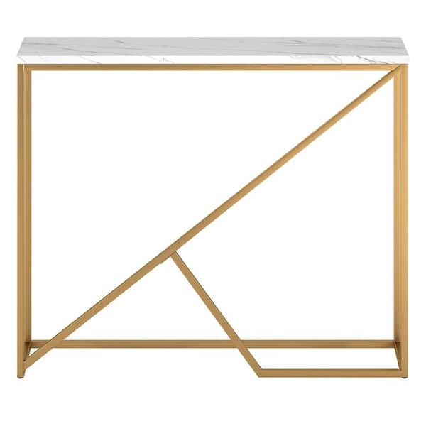 Meyer&Cross Stella 36 in. Brass Faux Marble Console Table AT1753 - The ...