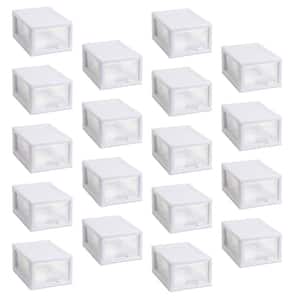 Stackable Small Drawer White Frame and See-Through (18-Pack)