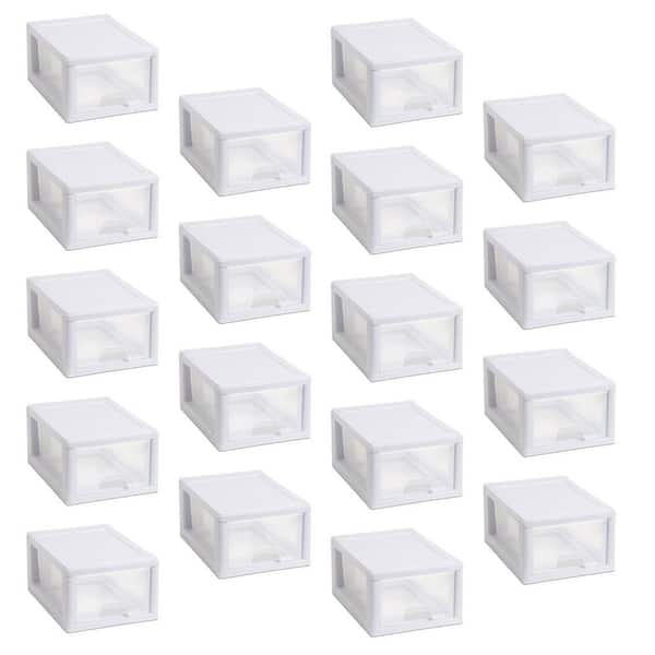 Sterilite 20518006 Stackable Small Drawer White Frame & See-Through (12  Pack)