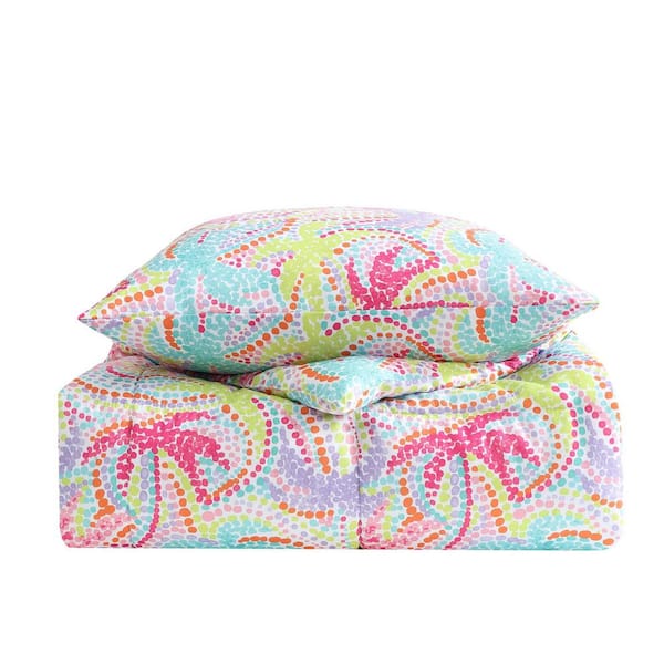 Nautica Sutton Palm Trees 3-Piece Rose/Aqua Microfiber Twin