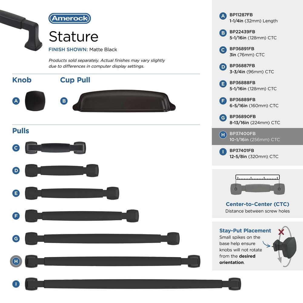 Matte Black Modern Cabinet Pull with Mounting Hardware
