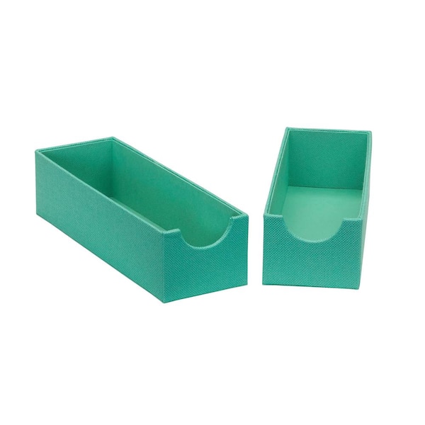 HOUSEHOLD ESSENTIALS 4 in. W x 3 in. H Seafoam Green 1 Drawer Organizers (2-Pack)