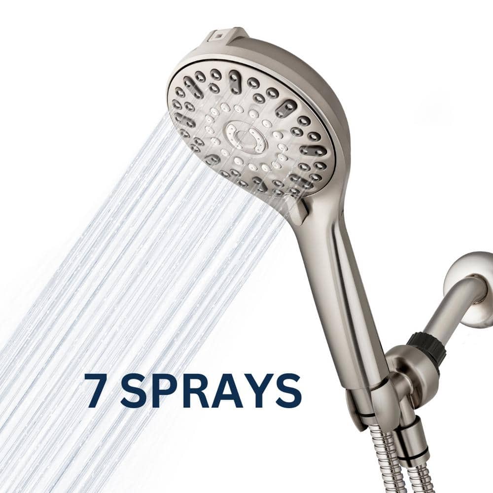 Brushed Nickel Handheld Wall Mounted Shower Head with 7-Spray Settings