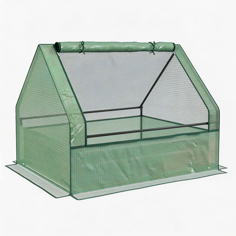 Raised Garden Bed with Mini Greenhouse 49.25 in. Green Galvanized Steel Assembled for Herbs Vegetables Patio price history on PriceWatchPro
