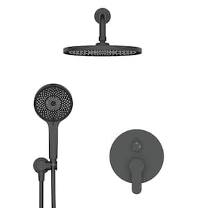 MINT 4-Spray 10 in. Dual Wall Mount Fixed and Handheld Shower Head 1.8 GPM in Matte Black (Valve Included)