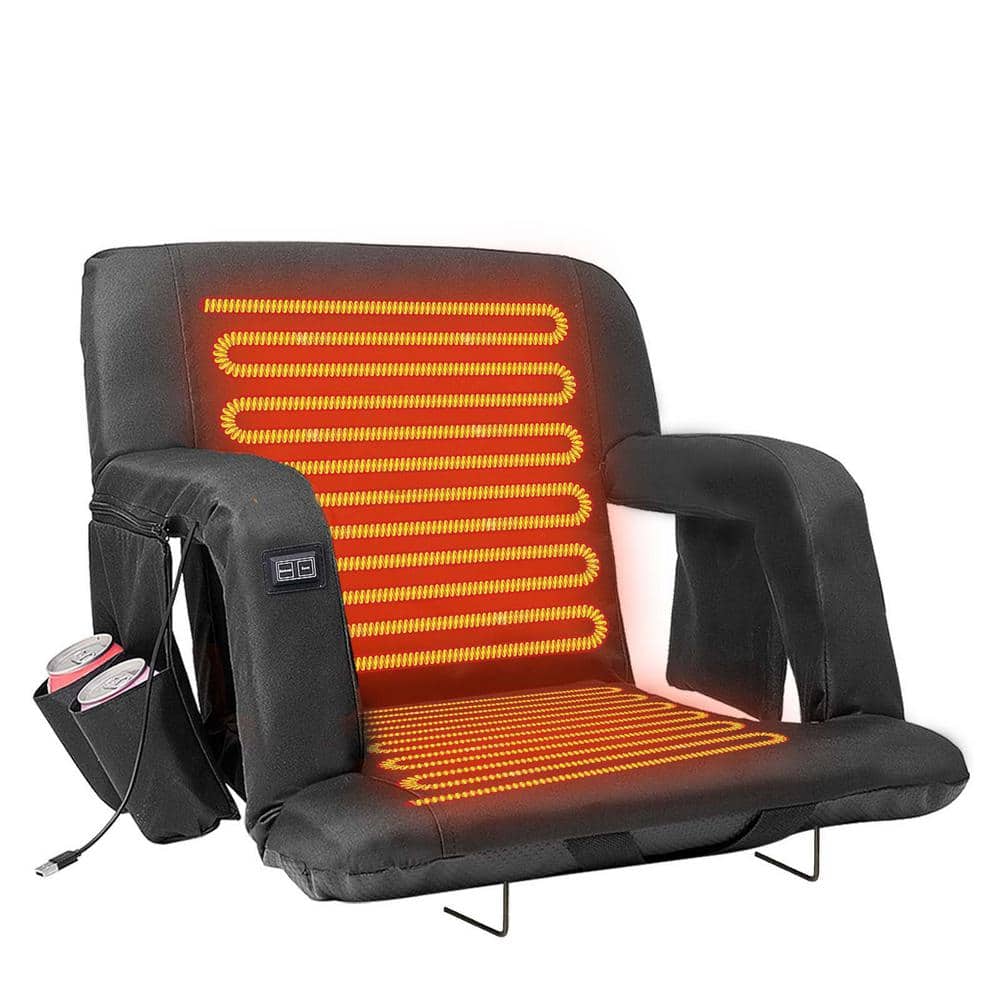 21 in. Double Heated Stadium Seat Portable Dual-Side Heated Bleacher Seats with 6-Reclining Positions for Sports Events price history on PriceWatchPro