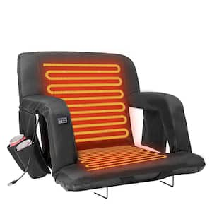 21 in. Double Heated Stadium Seat Portable Dual-Side Heated Bleacher Seats with 6-Reclining Positions for Sports Events