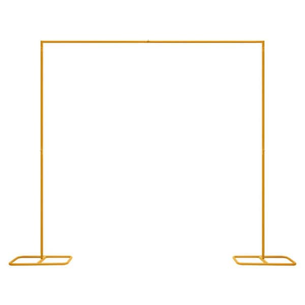 YIYIBYUS 82.67 in. x 78.74 in. Gold Wrought Iron Backdrop Flower Stand Arbor