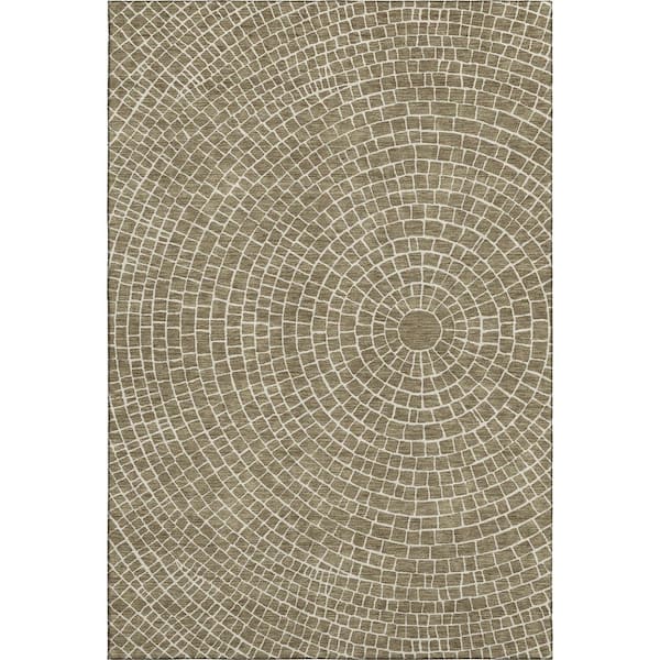 Mayfield Premium Machine Washable Abstract AMF2455 Coffee 8 ft. x 10 ft. Area Rug