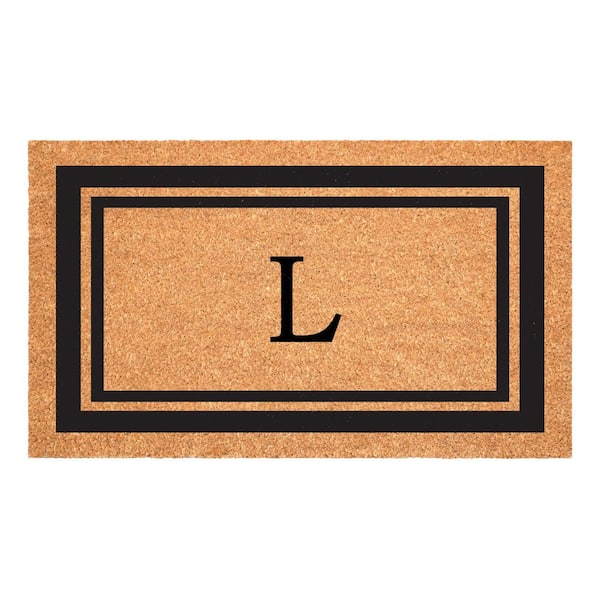 Black Border Door Mat 24 in. x 36 in. Monogram L Door Mat