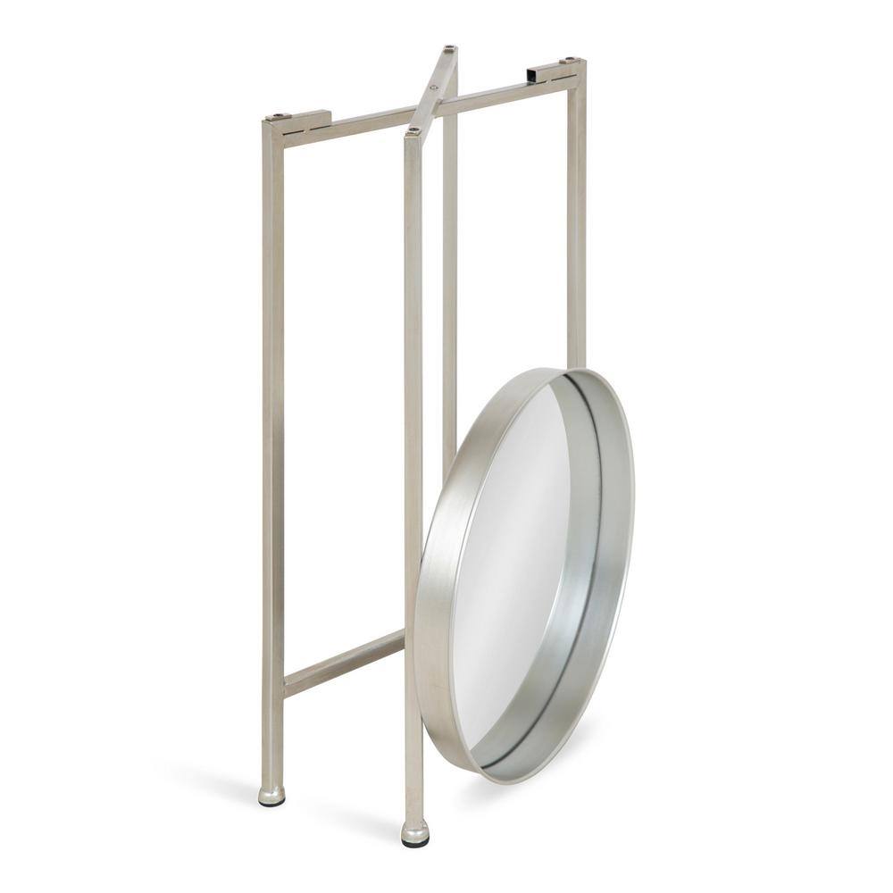 Celia Silver Foldable Iron and Glass Side Table