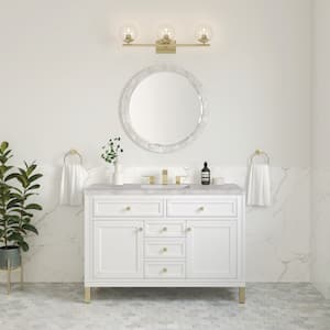 Chicago 48.0 in. W x 23.5 in. D x 33.76 in. H Single Bath Vanity in Glossy White with Quartz Victorian Silver Top